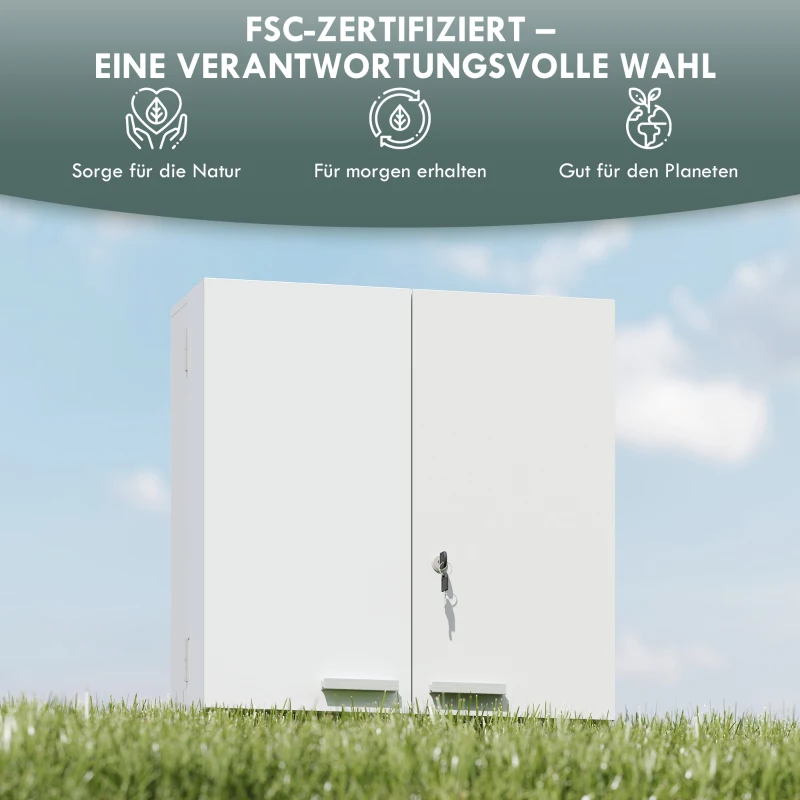 HOMCOM Medizinschrank abschließbar 2-türig Hängend Medikamentenschrank mit 11 Fächer 2 Schlüssel, 53 x 20 x 53 cm, Weiß