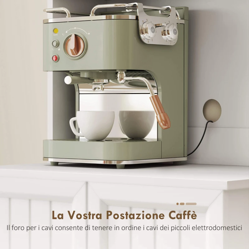 HOMCOM Mobile Dispensa Cucina con 2 Armadietti e 8 Ripiani, in Legno e Acrilico, 60x39.5x179.6 cm, Bianco