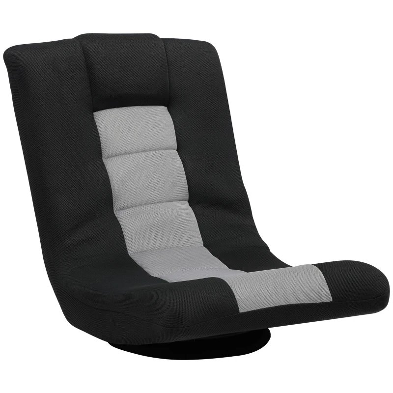 HOMCOM Floor Chair, Folding Floor Sofa with Adjustable Backrest, Wide Seat, Swivel Base, Black