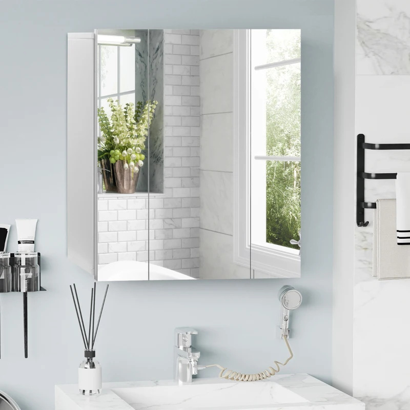 kleankin Wall Mounted Mirror Cabinet - White