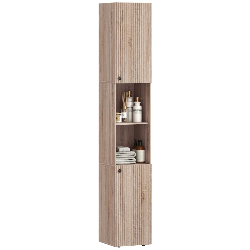 HOMCOM 6-Tier Tall Bathroom Cabinet - Natural