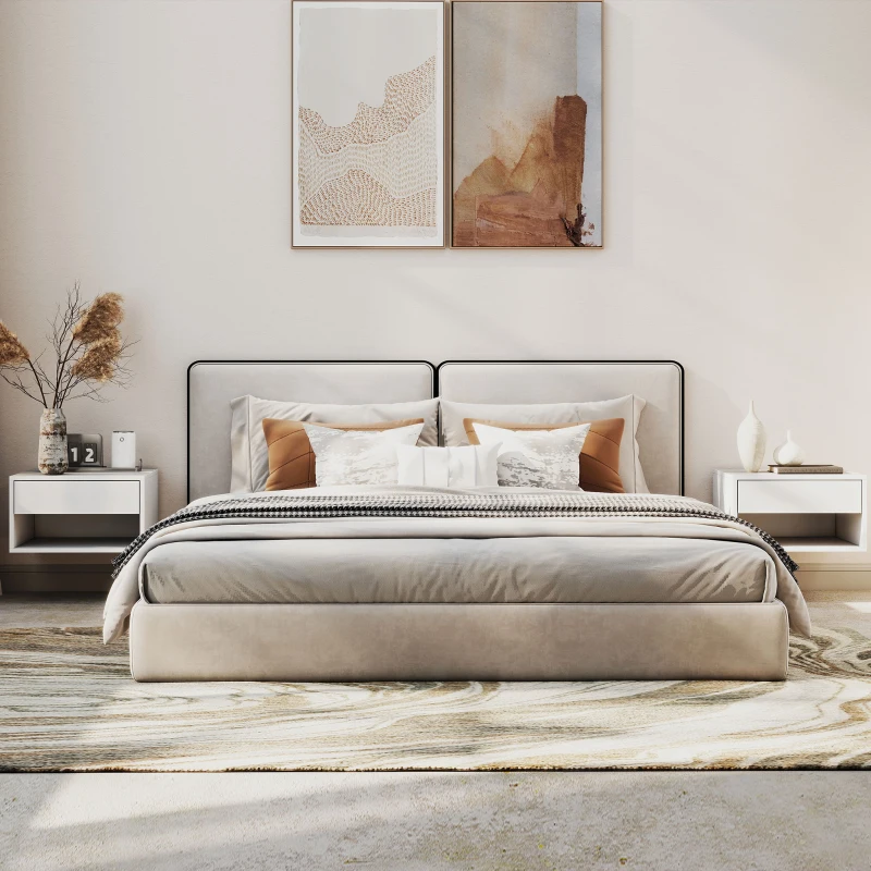 HOMCOM Set of Two Floating Bedside Tables - White