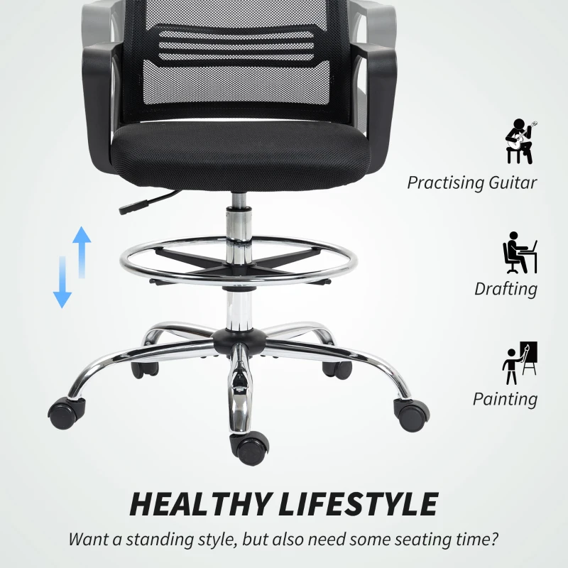 Fotel biurowy HOMCOM, regulacja wysokości, wsparcie lędźwiowe