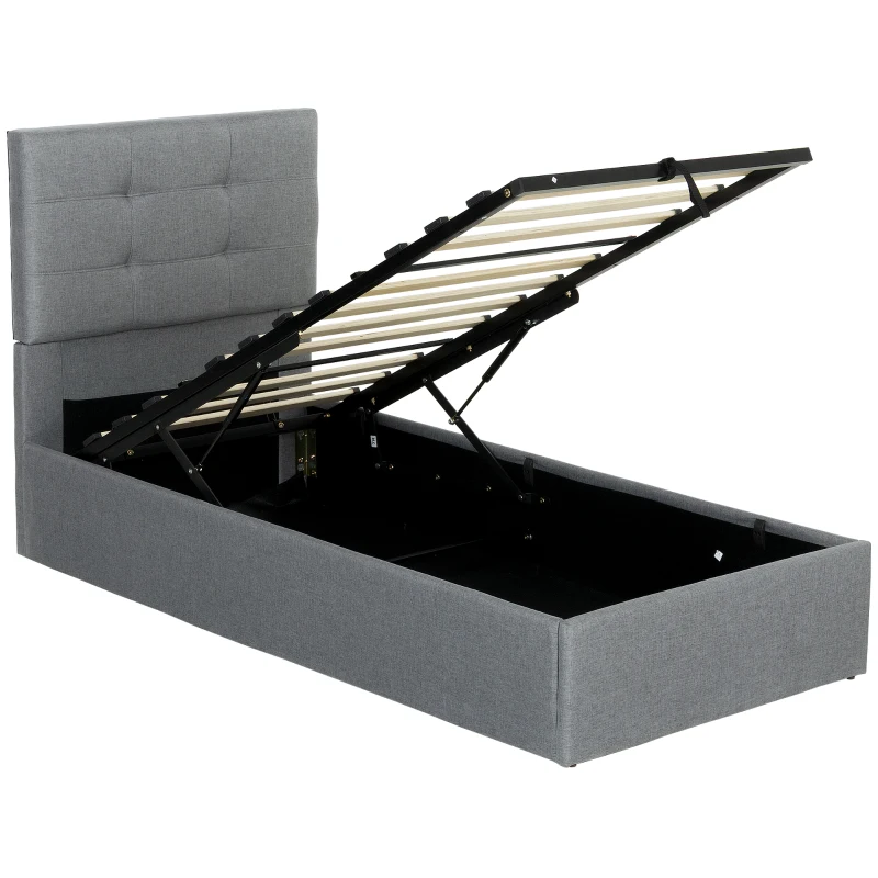HOMCOM 3ft Single Ottoman Bed with Gas Lift Storage - Grey