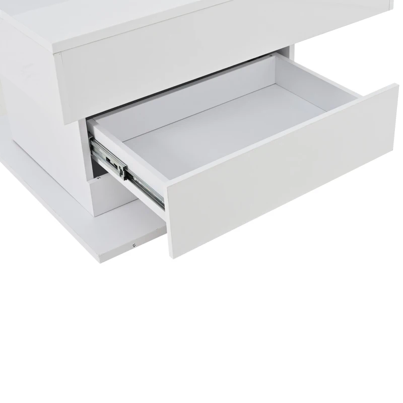 360° Rotating Coffee Table with Height-Adjustable Top and Hidden Storage, Modern Centre Table for Living Rooms, 70L x 70W x 45H cm, White