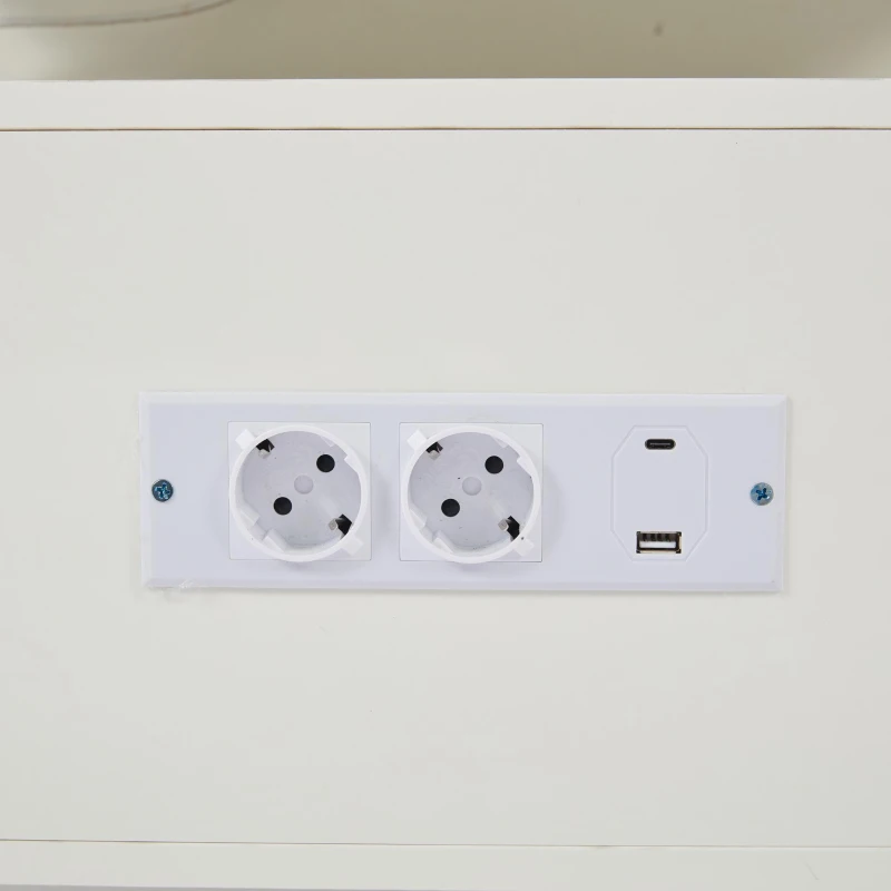 Modern Coffee Table with App-Controlled LED and USB Port, Space-Saving Unit with Acrylic Cabinets and Storage, 100L x 50W x 43H cm, White