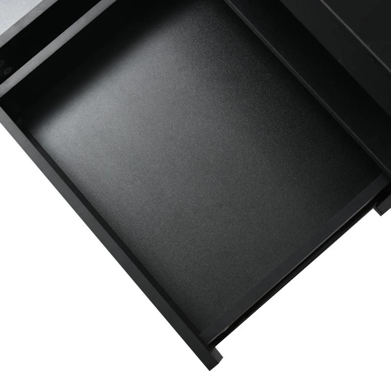 Stylish Coffee Table with 2 Drawers, Open Storage and LED Lights, Durable Center Table for Living Room, 100L x 60W x 49.5H cm, Black