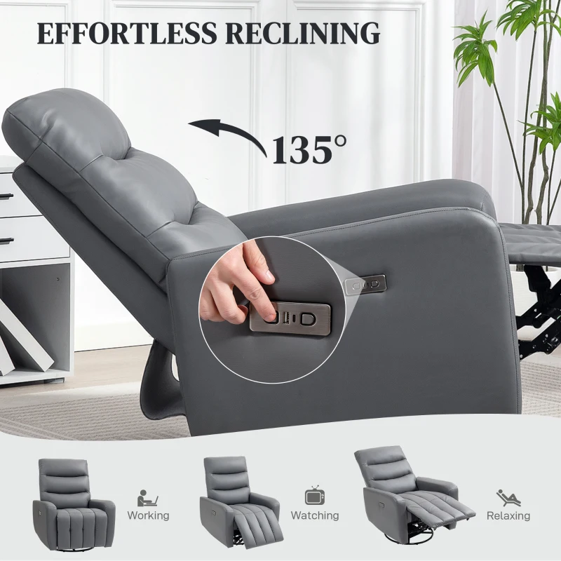 Fotel elektryczny z funkcją leżenia i bujania, szary