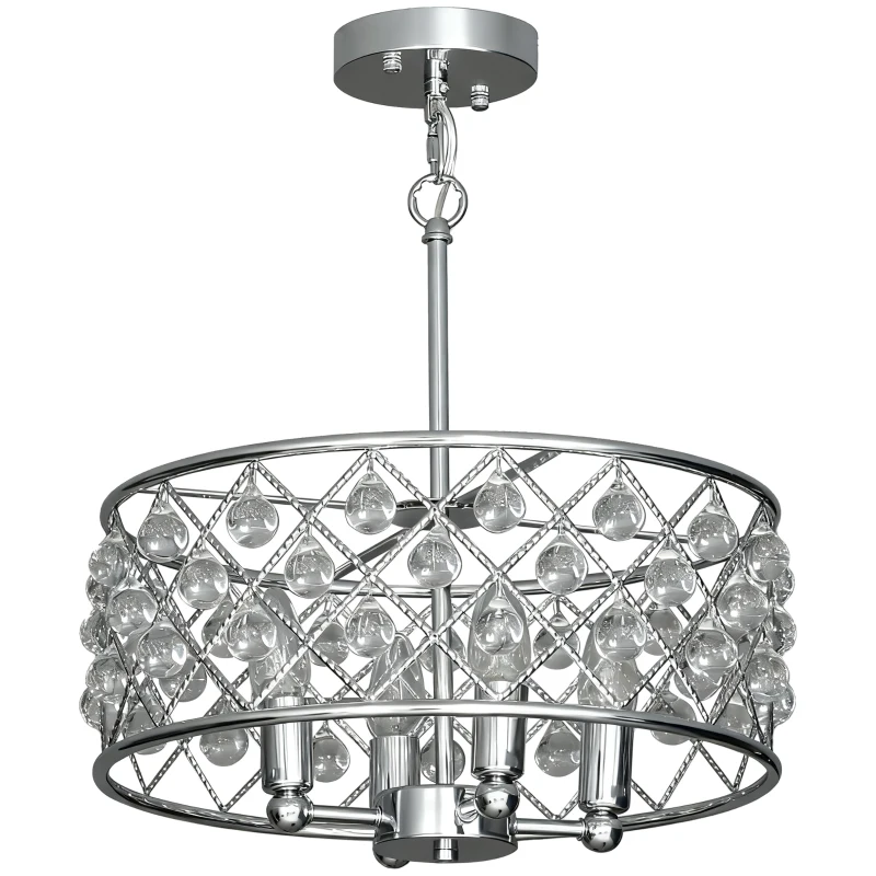 HOMCOM 51 Crystallite Four-Bulb Chandelier - Silver-Tone