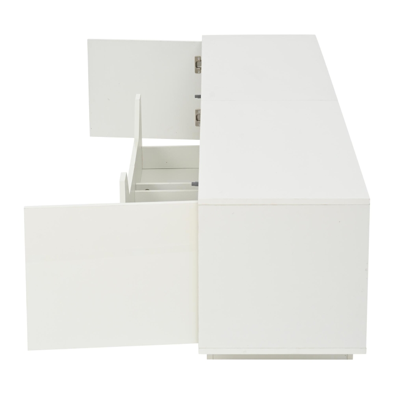 High-Gloss TV Entertainment Centre with App-Controlled LED Lighting, Modern TV Stand with Multi-Zone Storage, 180L x 40W x 45H cm, White