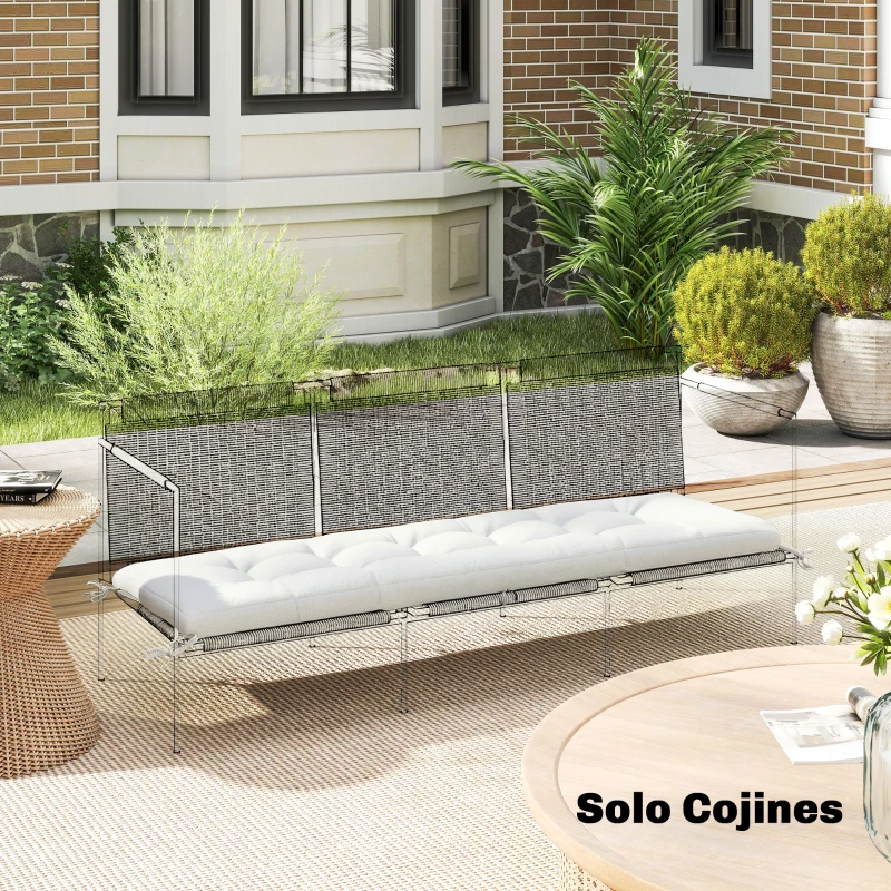 Outsunny Pernă pentru Bancă de Exterior cu Chingi de Prindere Protecție UV50+ Revenire Lentă Interior Exterior 198x65x13 cm Crem