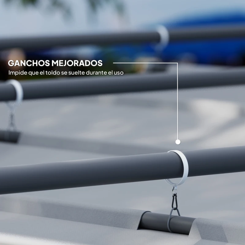 Outsunny Pérgola con Techo Retráctil Pérgola de 3x3 m con Cierre Magnético Protección UV30+ Pabellón para Jardín Patio Gris