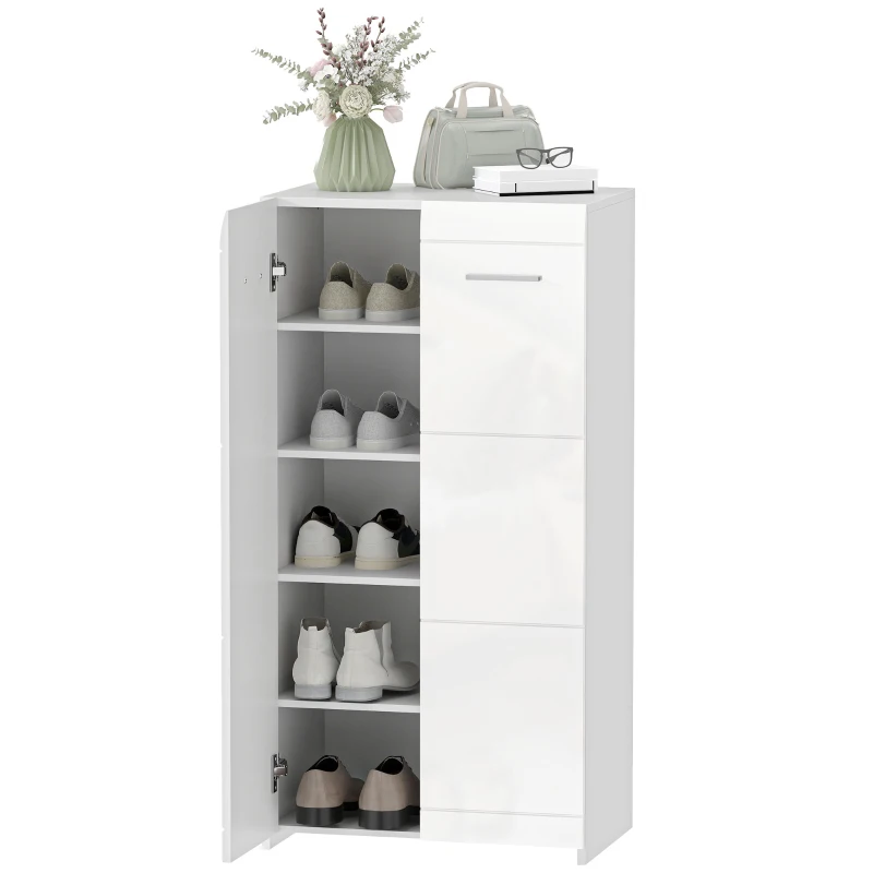 HOMCOM Scarpiera da Ingresso Moderna con 5 Ripiani Regolabili, 55x36x108 cm, Bianco