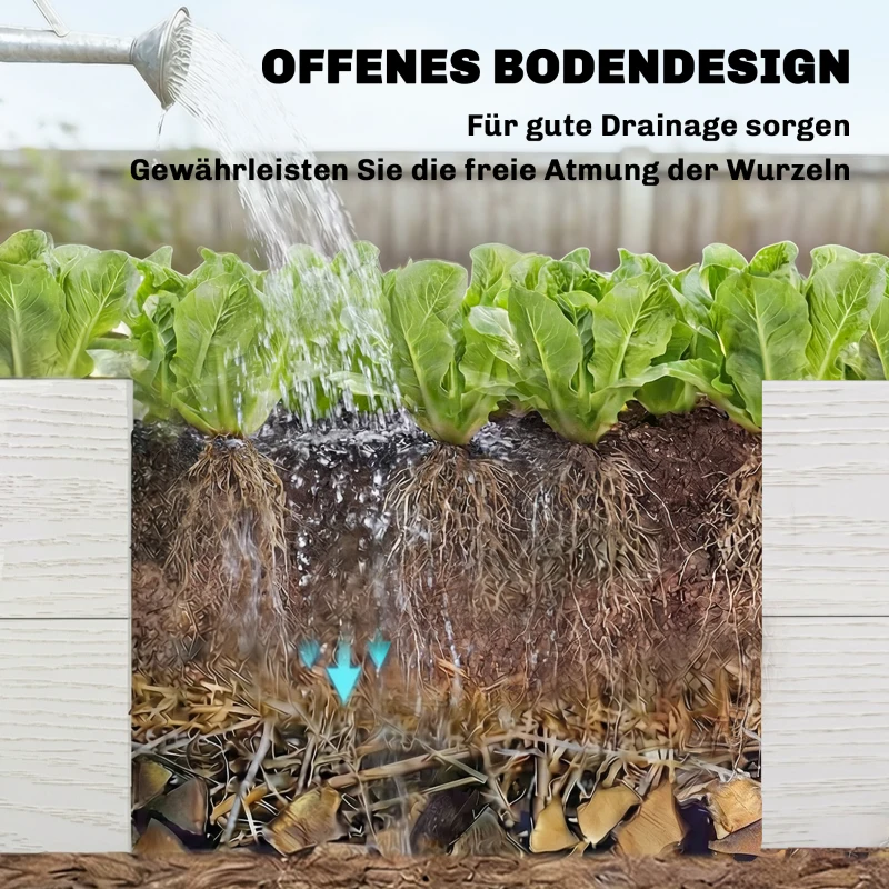 Outsunny Huerto elevado 3 niveles apilable para jardín con suelo abierto, huerto modular montaje DIY plástico