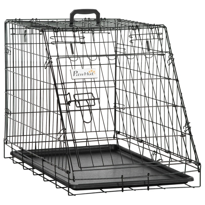 PawHut Cage de transport pour chien taille L dim. 78L x 47l x 55H cm métal noir