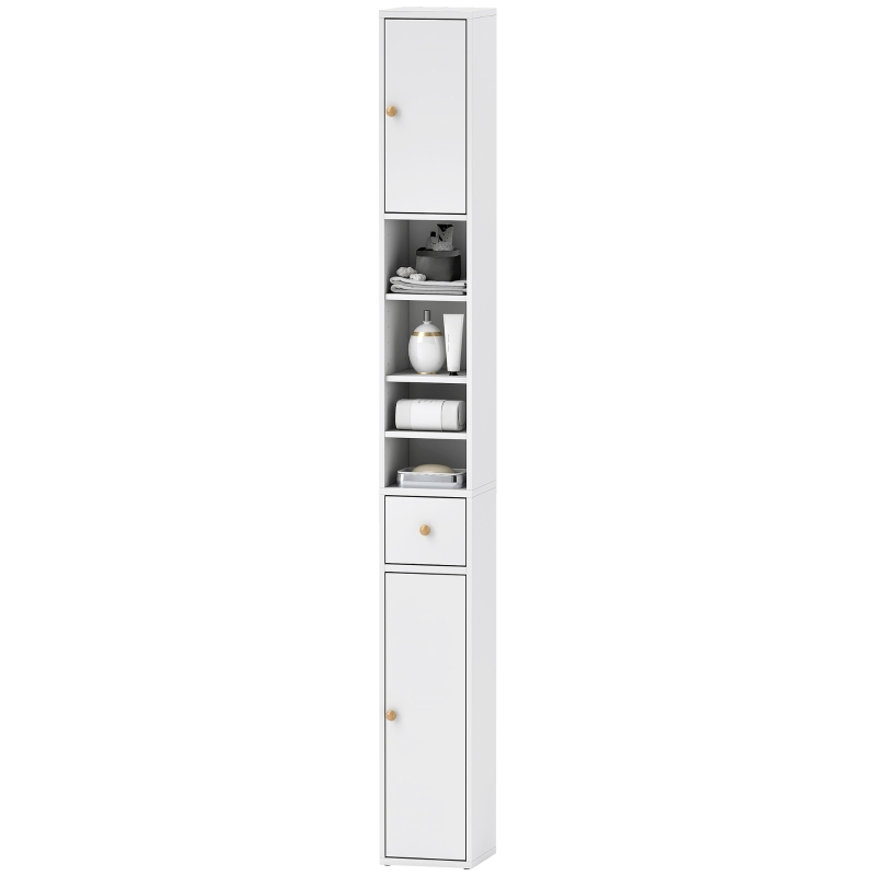 HOMCOM 178 cm Narrow Tall Bathroom Cabinet - White