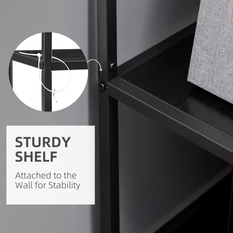 HOMCOM Industrial Accent Display Rack 7 Tier Bookcase, Display Rack for Living Room, Office, Bedroom, Black