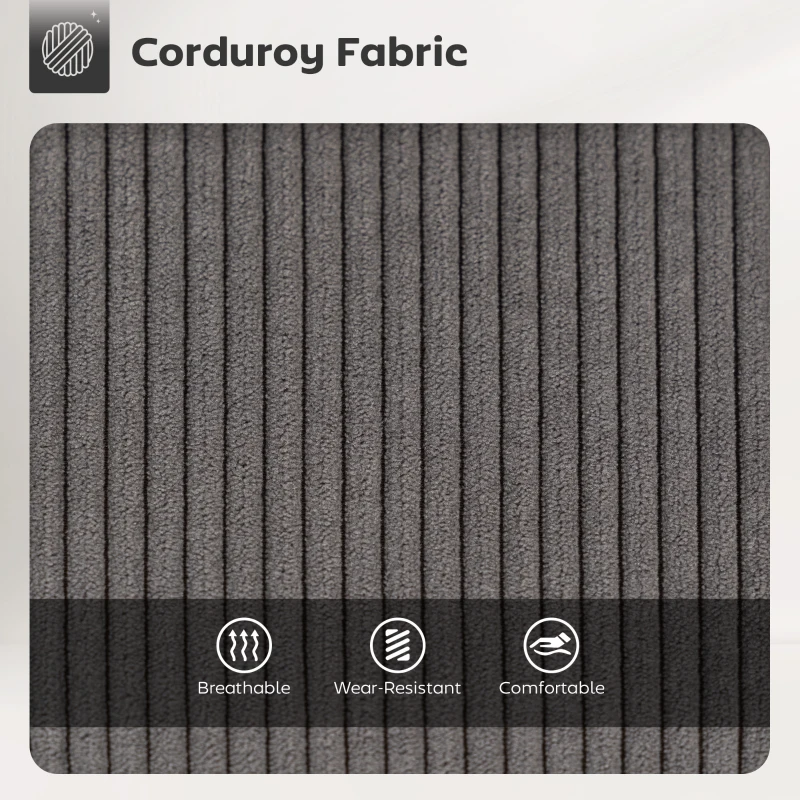 HOMCOM 2 sztuki barowych krzeseł z pokryciem z kordu i stalowymi nogami, krzesła tapicerowane dla wyspy kuchennej, jadalni, szare