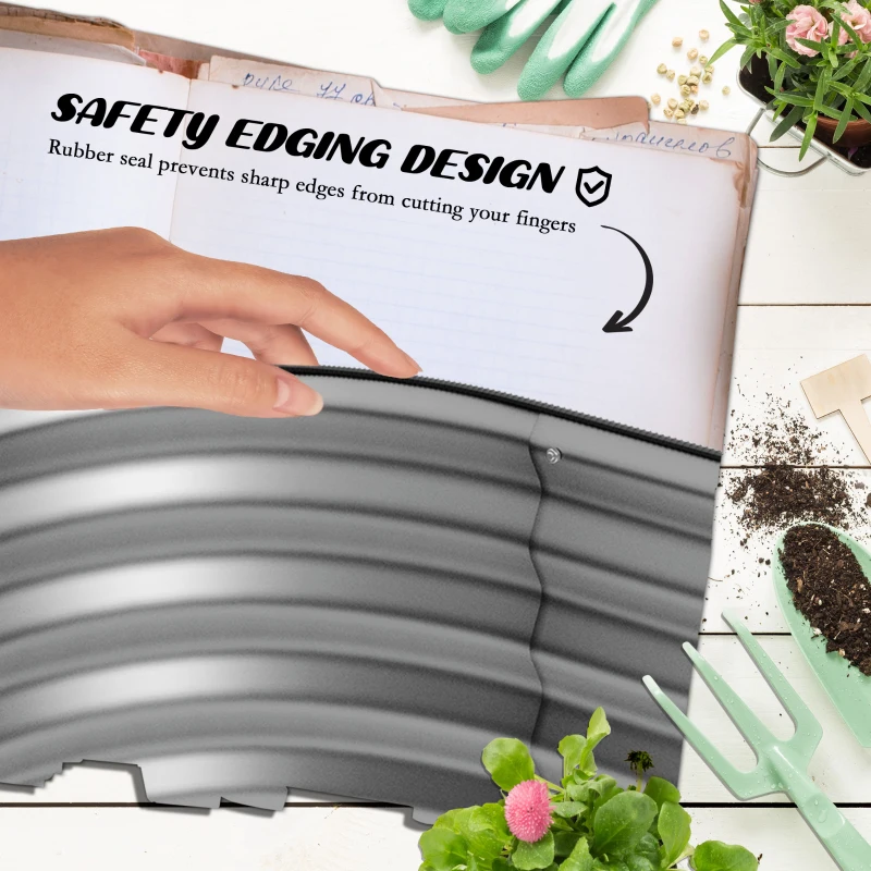 Modułowa Skrzynia Ogrodowa Outsunny, Odporna na Warunki Atmosferyczne, z Otwartym Dnem, 105 x 62 x 30 cm, Srebrna