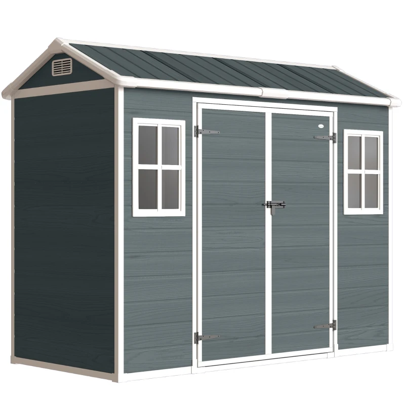 Outsunny Abri 2,77 m², remise aspect bois 2 fenêtres porte double ventilation sol serrure gants