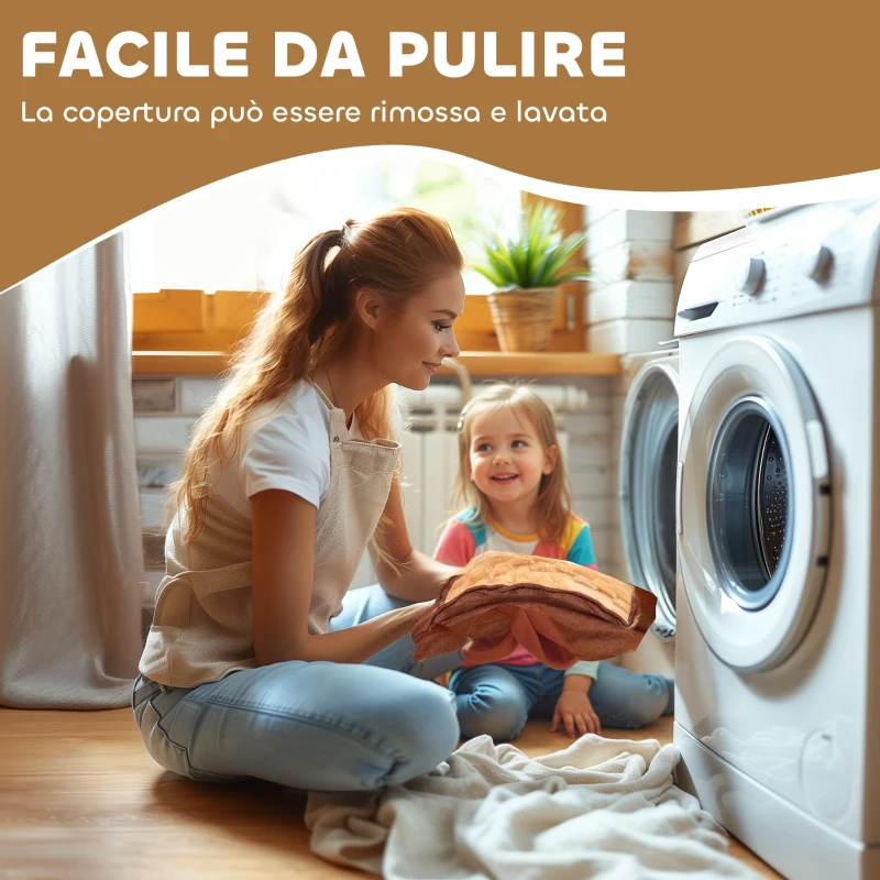 AIYAPLAY Cavallo Elettrico per Bambini con Pedali, Rotelle e Suoni, in Peluche e Metallo, 74x34x51 cm, Marrone