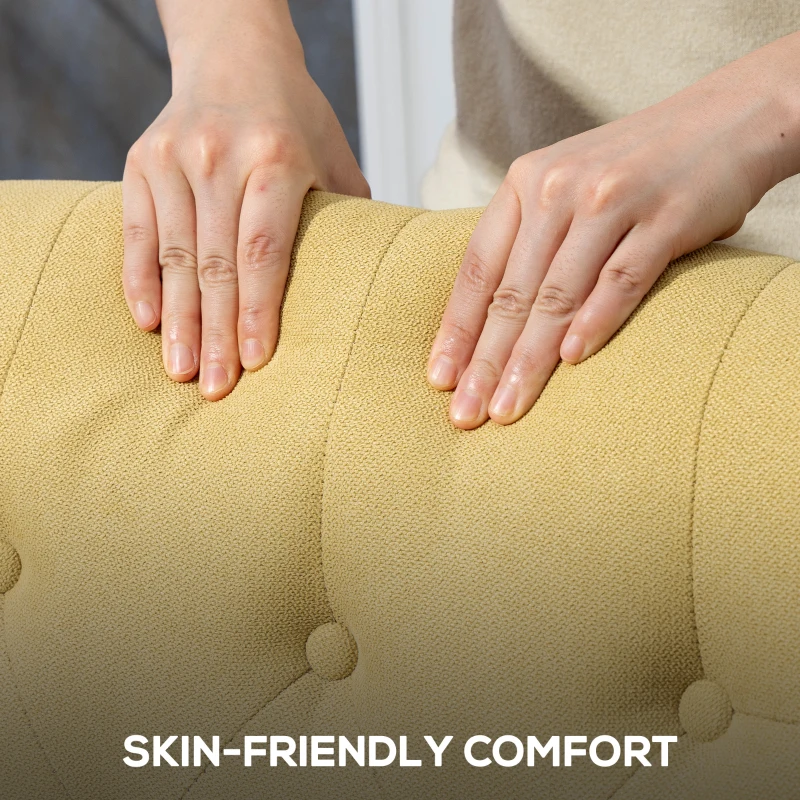 HOMCOM Wingback Accent Chair, Retro Upholstered Button Tufted Occasional Chair for Living Room and Bedroom, Yellow