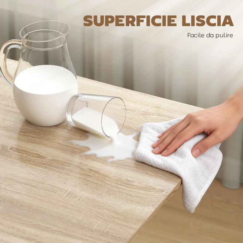 HOMCOM Tavolo Pieghevole per 4-6 Persone con 2 Ribalte e Ruote con Freno, 120x80x73 cm, Rovere