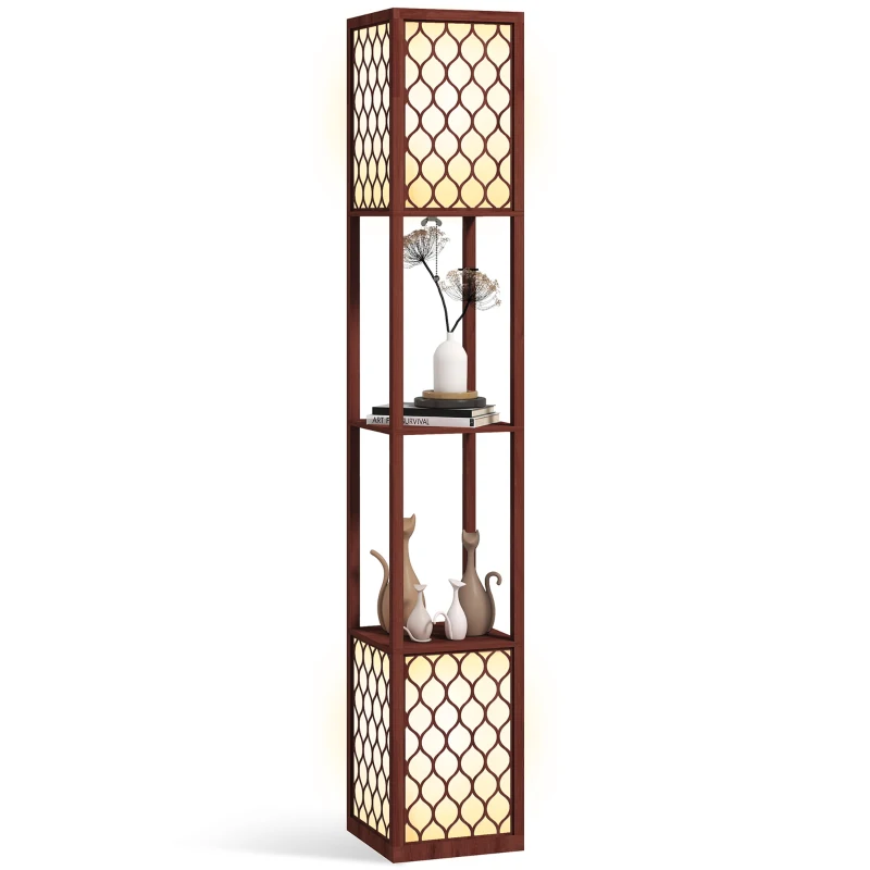 HOMCOM Duo Light Floor Shelves - Brown