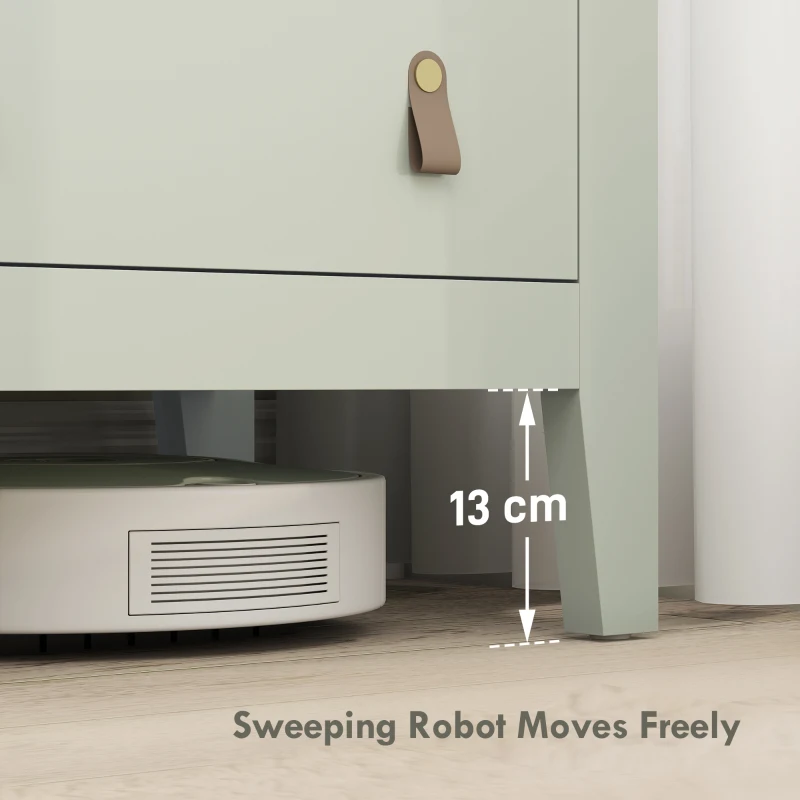 HOMCOM Bedroom Chest of Drawers, Modern 4 Drawer Dresser Cabinet with PU Leather Handles and Metal Runners for Living Room, Hallway, Entryway, 60 x 40 x 98 cm, Green