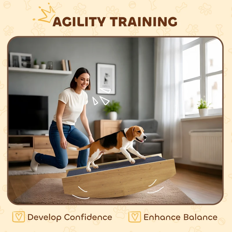 2-w-1 Wipe dla psów, drewniana rampa do agility, stabilna