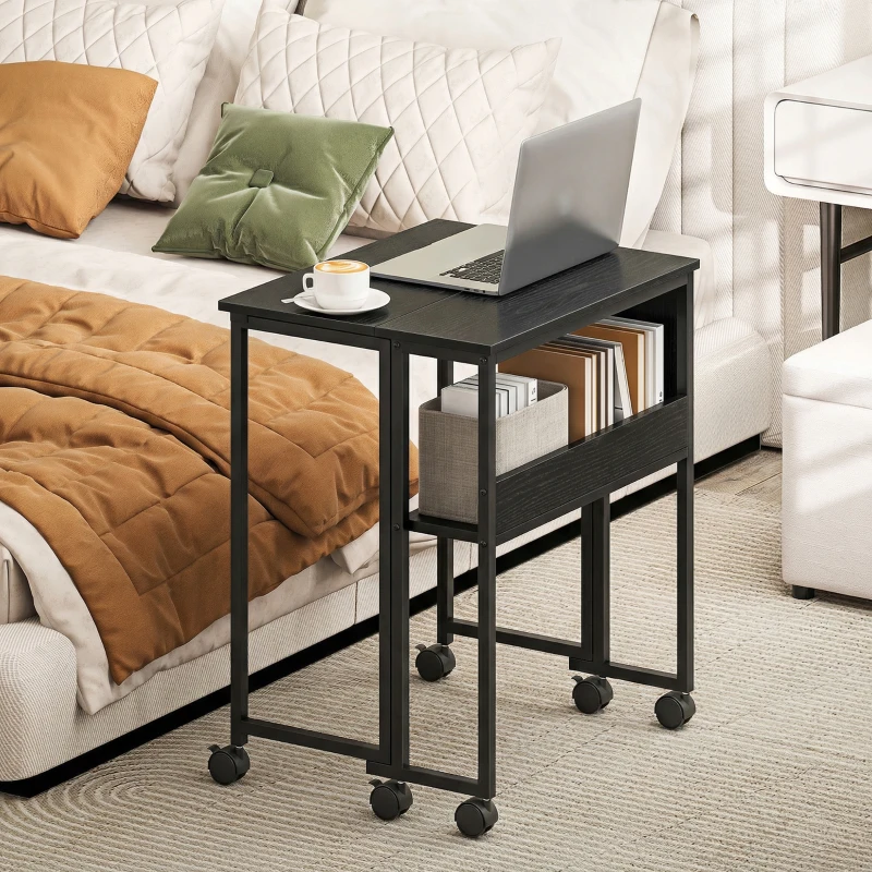 HOMCOM 63 cm Drop Leaf Writing Work Desk - Black