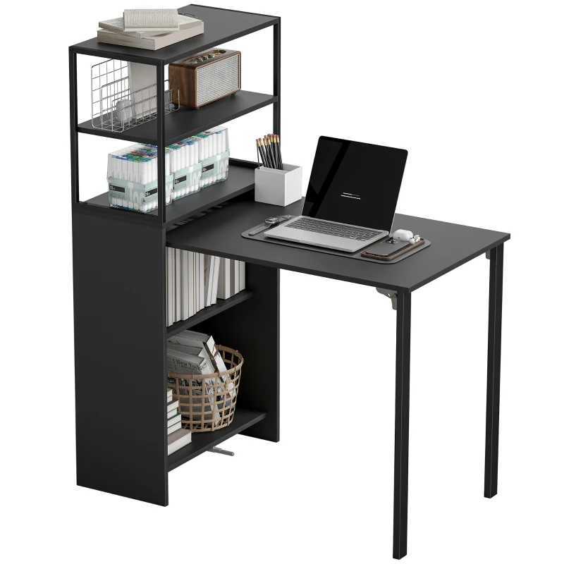 HOMCOM Folding Shelf and Work Table - Black