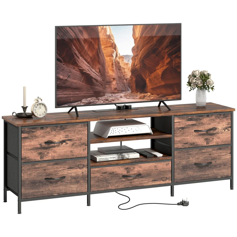 HOMCOM Multi-Storage Industrial TV Stand - Brown/Grey/Black