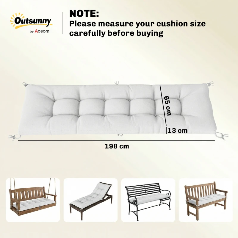 Outsunny Pernă pentru Bancă de Exterior cu Chingi de Prindere Protecție UV50+ Revenire Lentă Interior Exterior 198x65x13 cm Crem