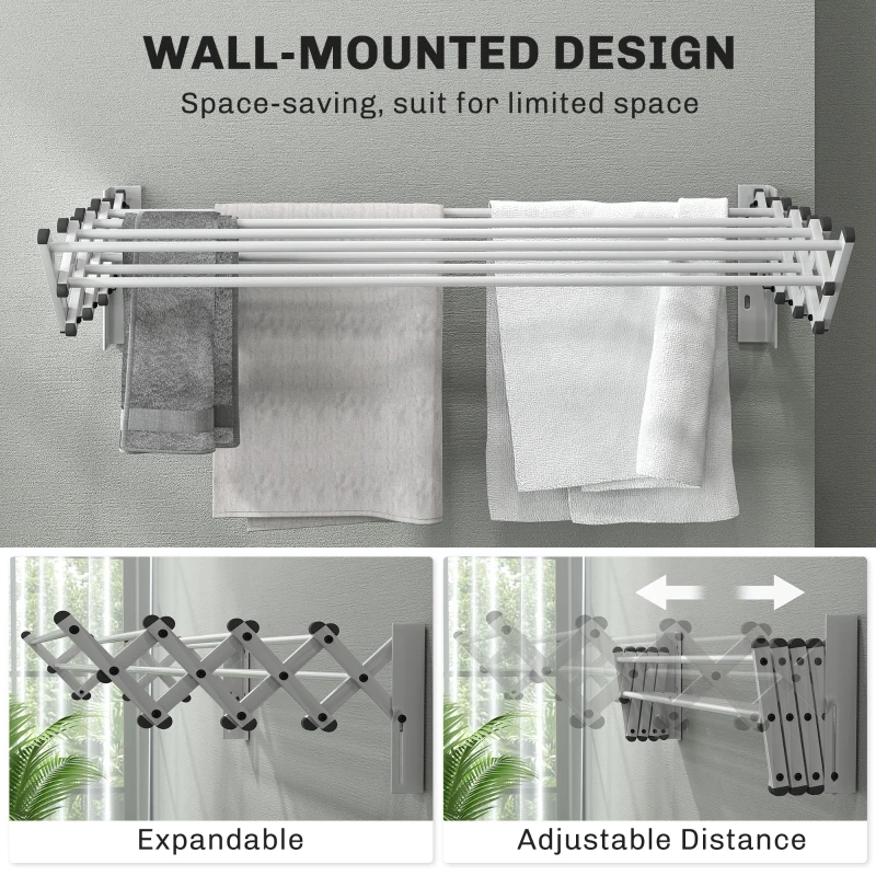 Rozkładany wieszak na pranie, 8 aluminiowych prętów