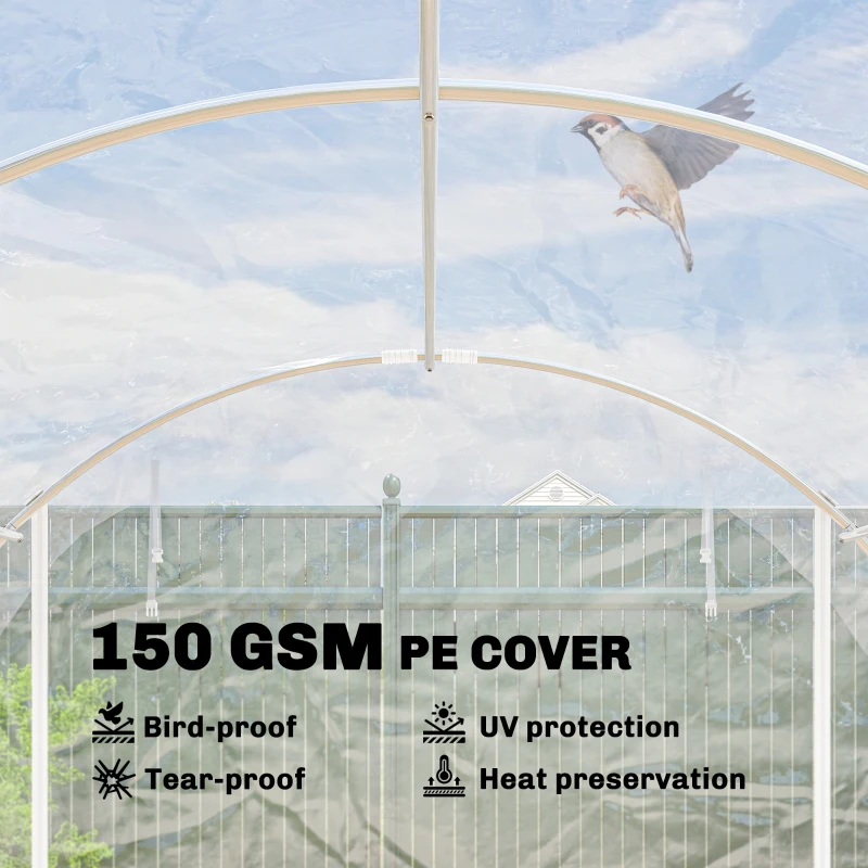 Outsunny Tunel foliowy, przechodnia szklarnia z cynkowaną stalową ramą i UV odpornym pokryciem PE, przezroczysta