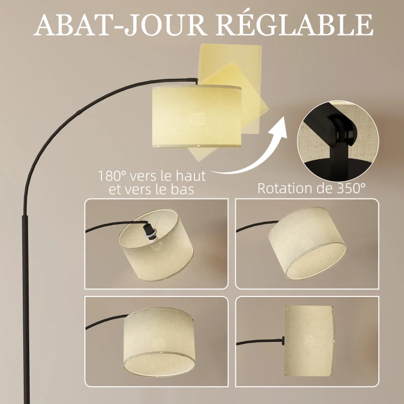HOMCOM Lampadaire avec télécommande abat-jour réglable 11 température de couleurs et 11 niveaux de luminosité minuterie noir