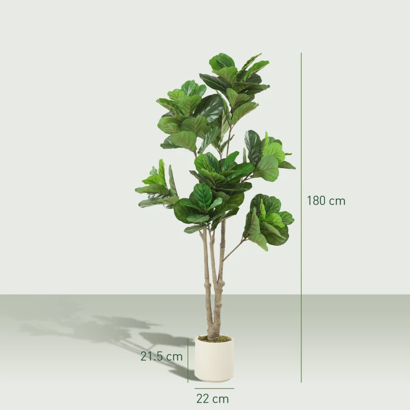 HOMCOM 180cm Artificial Fiddle Leaf Fig Tree - Green