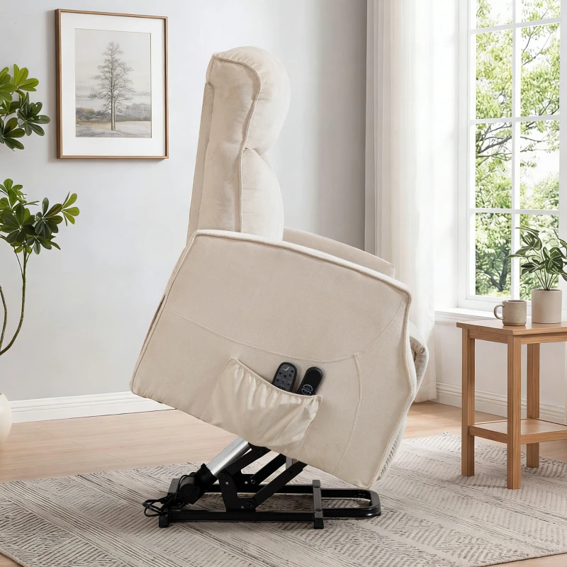 HOMCOM Poltrona Elettrica Alzapersona Poltrona Relax Massaggiante, Beige