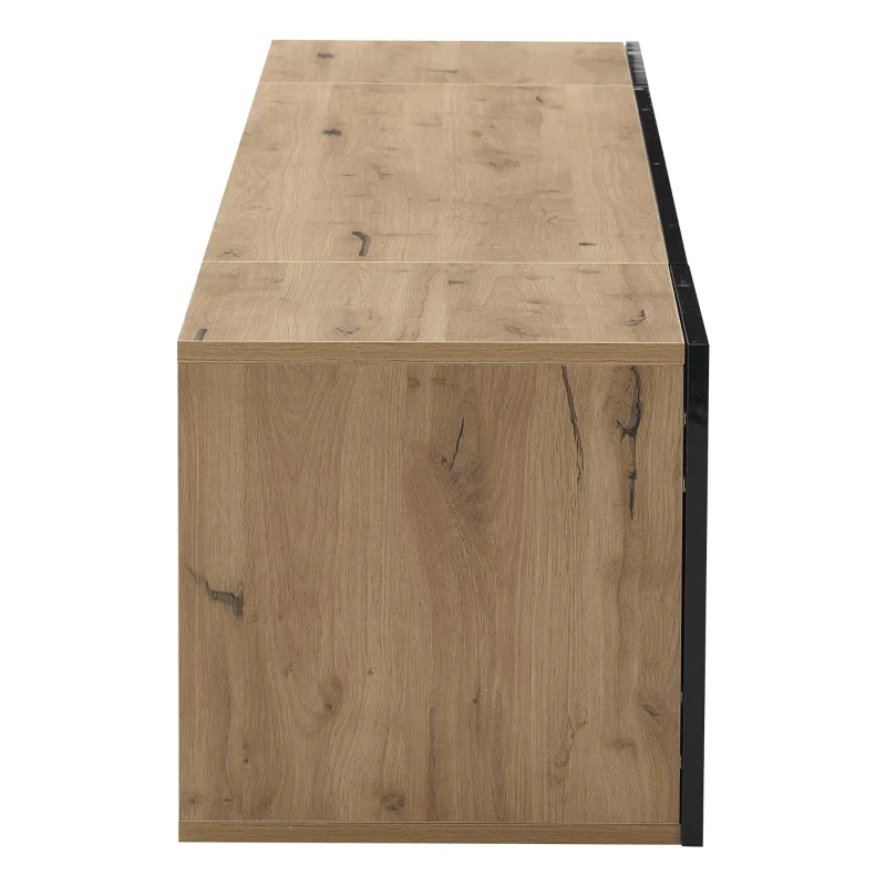 Floating TV Stand with App-Controlled LED Strip and Pull-Down Door, Wall-Mounted TV Unit with Storage Shelves, 180L x 37W x 36H cm, Black