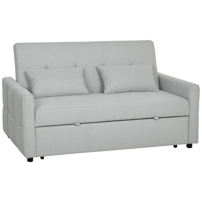 HOMCOM Three-Way Two-Seater Sofa Bed - Light Grey