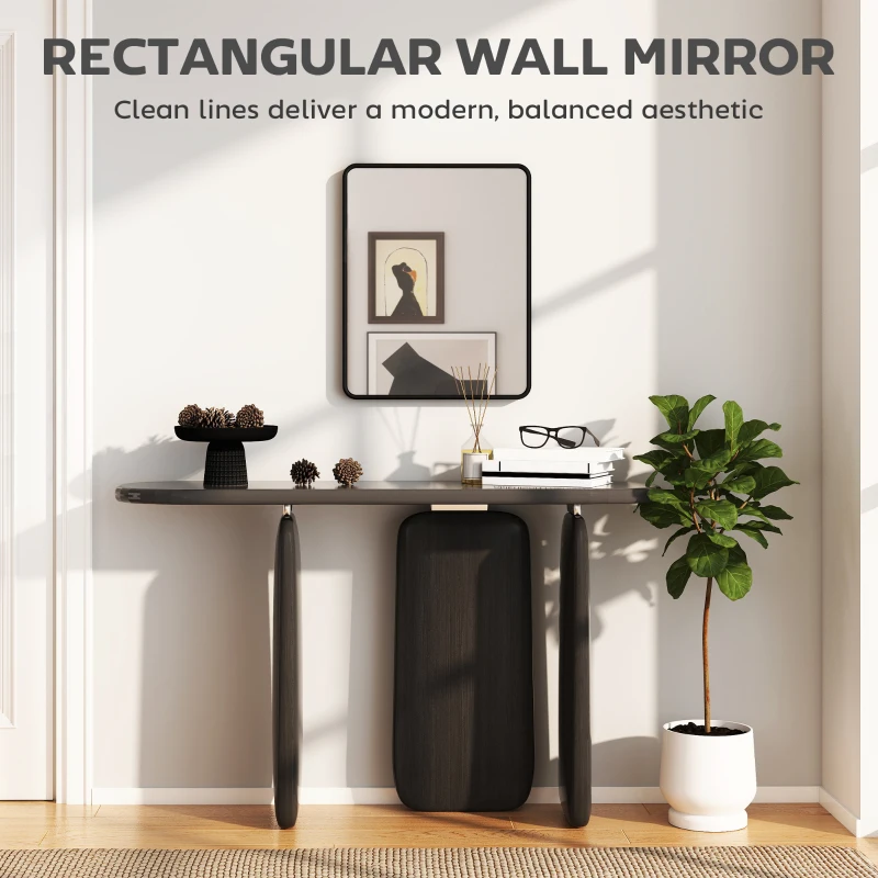 HOMCOM Rectangular Wall Mirror with HD Glass - Black