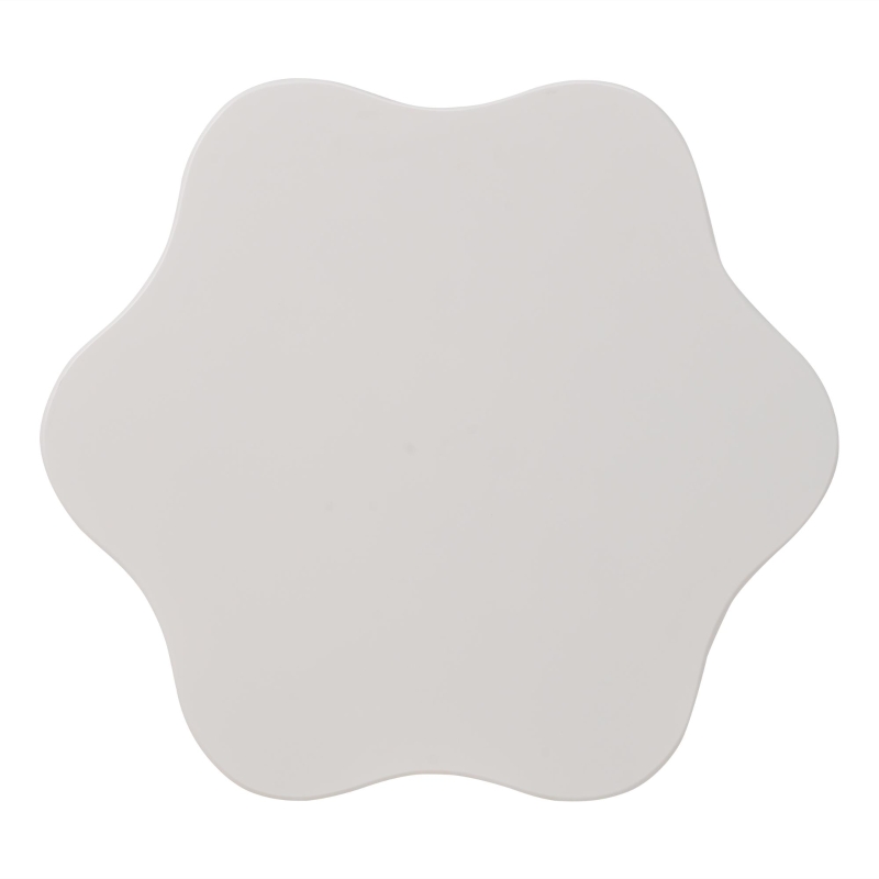 Flower-Shaped Coffee Table with 2 Shelves and Double-Tier Design, 360° Rotating Tabletop for Living Room, 75L x 67.5W x 31H cm, White