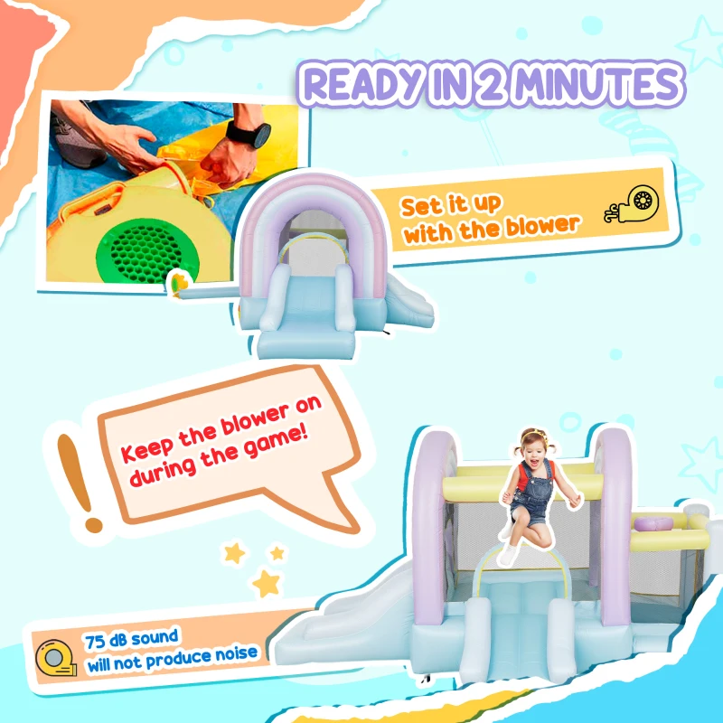 Zjeżdżalnia dmuchana z basenem, huśtawka, kosz do koszykówki