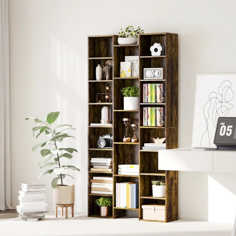 HOMCOM 21-Compartment Bookshelf - Brown