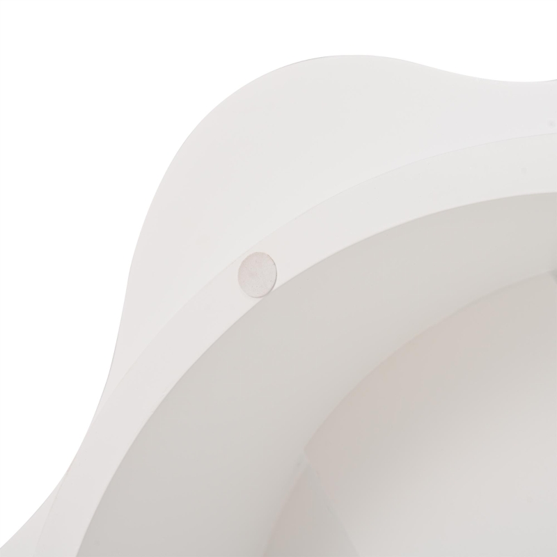 Flower-Shaped Coffee Table with 2 Shelves and Double-Tier Design, 360° Rotating Tabletop for Living Room, 75L x 67.5W x 31H cm, White