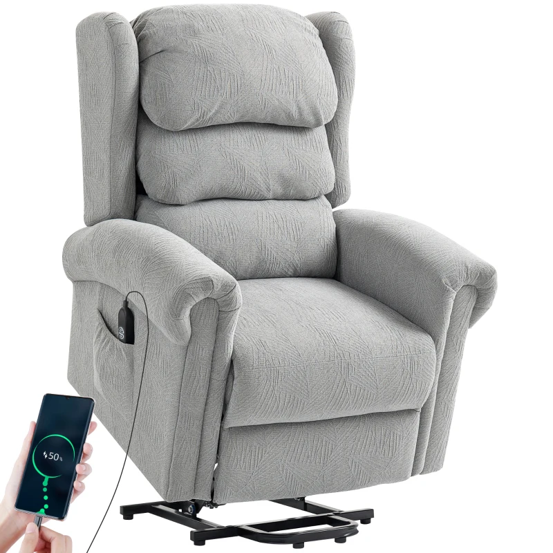 HOMCOM Velvet-Feel Electric Riser Recliner Chair - Grey