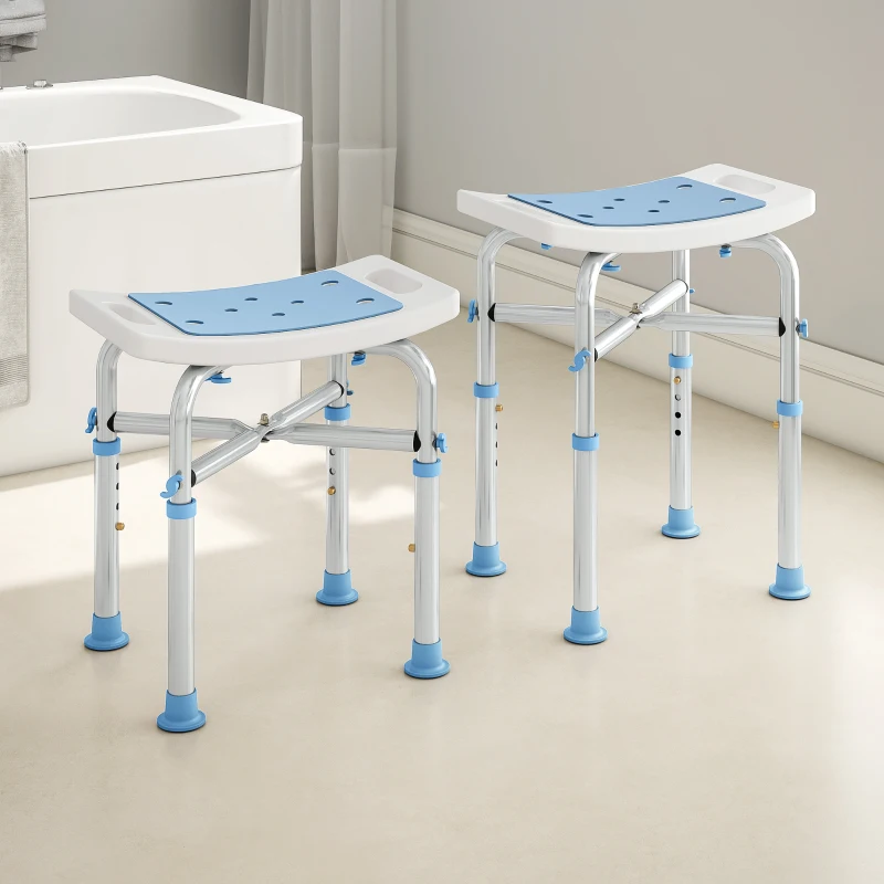 HOMCOM 44-51.5cm Aluminium Frame Shower/Bath Stool - Light Blue
