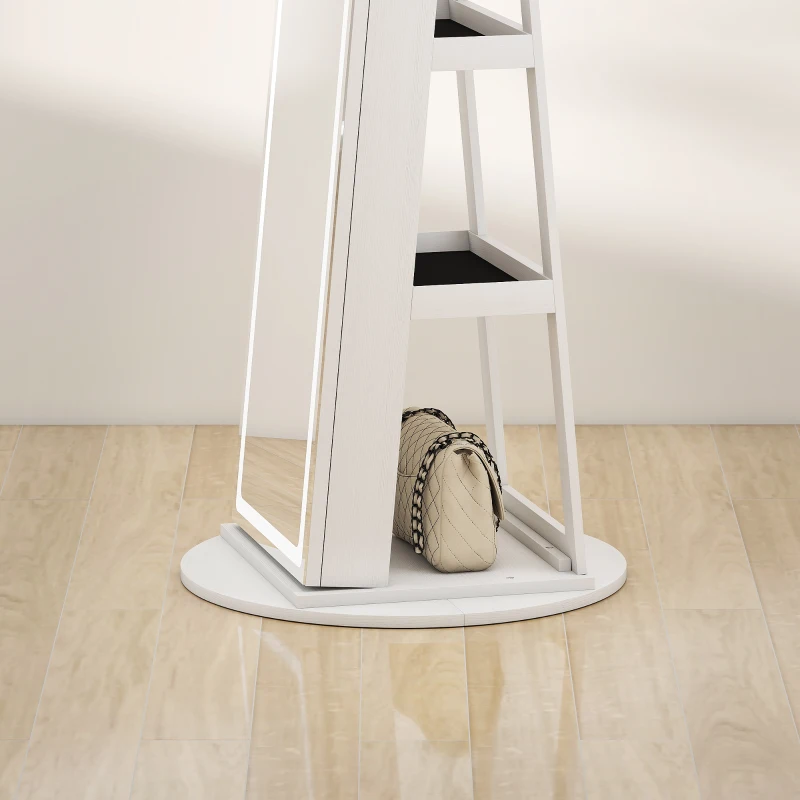 HOMCOM Storage Jewellery Cabinet, with Mirror and Lights - White