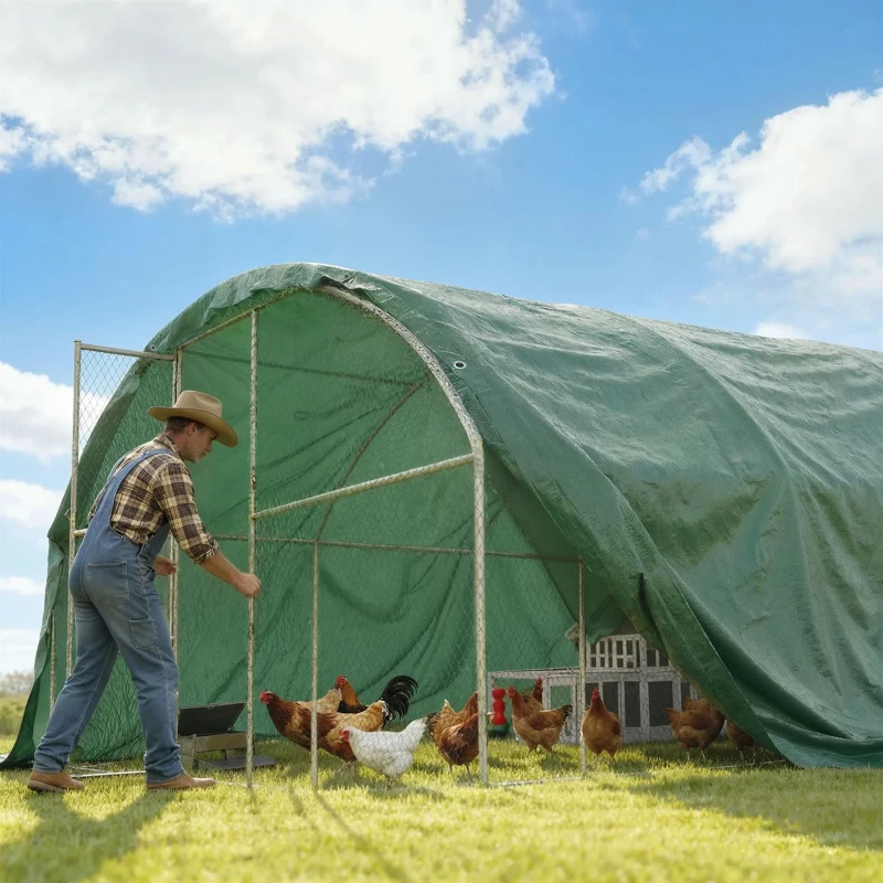 Outsunny Prelată Impermeabilă pentru Exterior 6x8 m Prelată PE 90 g/m² Protecție UV cu inele întărite pentru lemne Mobilier de grădină Verde